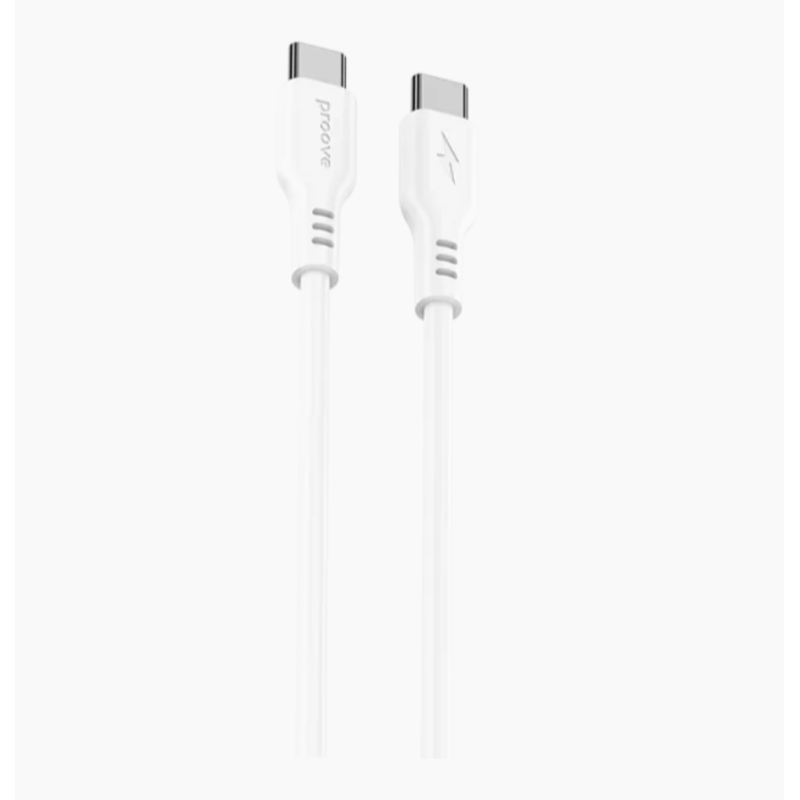Proove Rebirth Type-C uz Type-C Kabelis 60W 1m – Balts